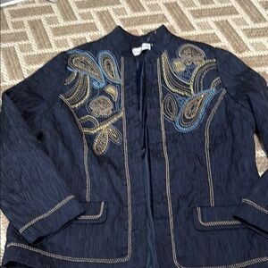 Alfred Dunner Navy Embroidered Blazer Size 16